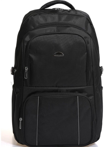 Recaro Sırt Çantası Unisex Suni Deri Laptop Bölmeli Kadın Erkek Unisex Outdoor Gezi Spor Sırt Çantası 43X28X15CM Siyah Renk