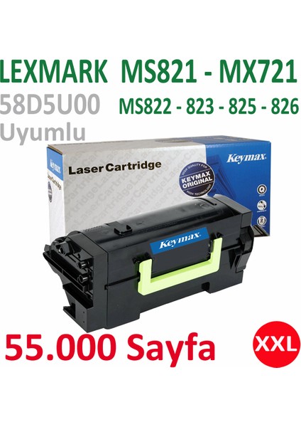 Lexmark 58D5U00 MS821 I MX721 55.000 Sayfa Ultra Yük.kap. Siyah Avrupa Muadil Toner fiyatları