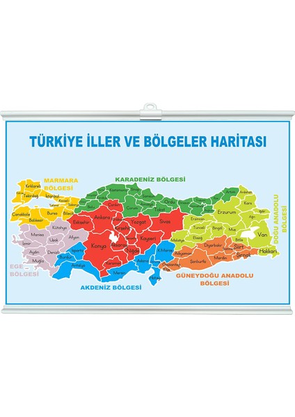 La Vie En Mode Türkiye Iller ve Bölgeler Haritası Çıtalı 70X100