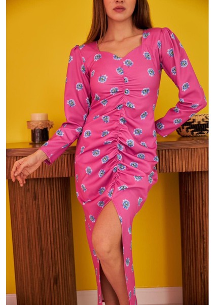 Desenli ve Büzgülü Elbise fırsatları