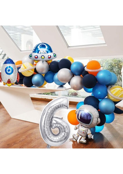 Uzay Temalı Doğum Günü Seti ; 4 Adet Folyo, 56 Lateks Balon, Banner, Balon Zinciri, Balon Bandı modelleri