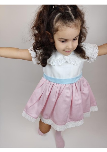 Dmını Bebe Yaka Arkası Fiyonklu Kız Çocuk Elbise, Kız Bebek Doğum Günü Elbise ID:126 modelleri
