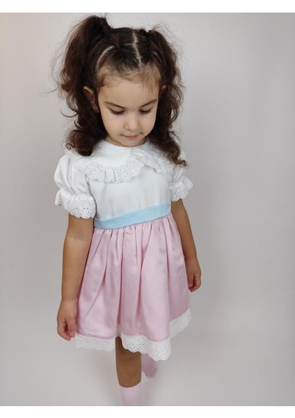 Dmını Bebe Yaka Arkası Fiyonklu Kız Çocuk Elbise, Kız Bebek Doğum Günü Elbise ID:126 fırsatları