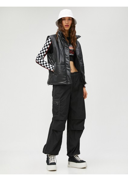 Şişme Yelek Deri Görünümlü Dik Yaka Çıtçıt Kapama fiyatları