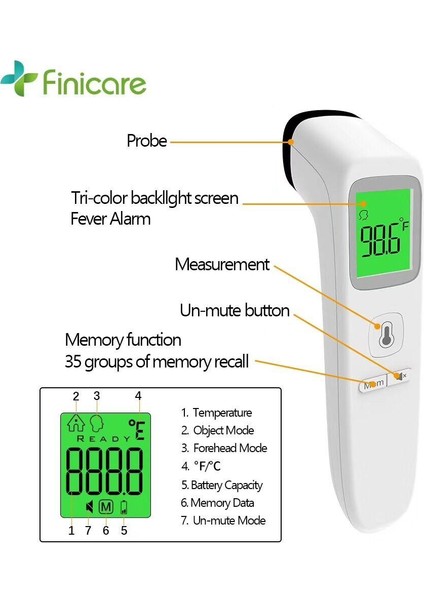 Ir Kızılötesi LCD Dijital Termometre Gövde Sıvı Nesne Sıcaklığı (Yurt Dışından)