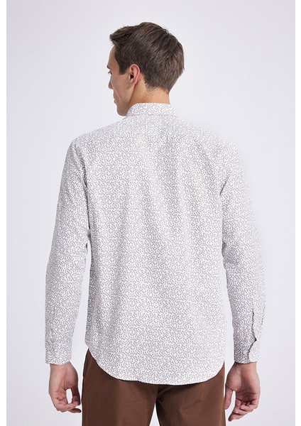 Regular Fit Bej Baskılı Gömlek 9HC022111265M