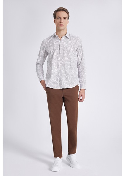 Regular Fit Bej Baskılı Gömlek 9HC022111265M
