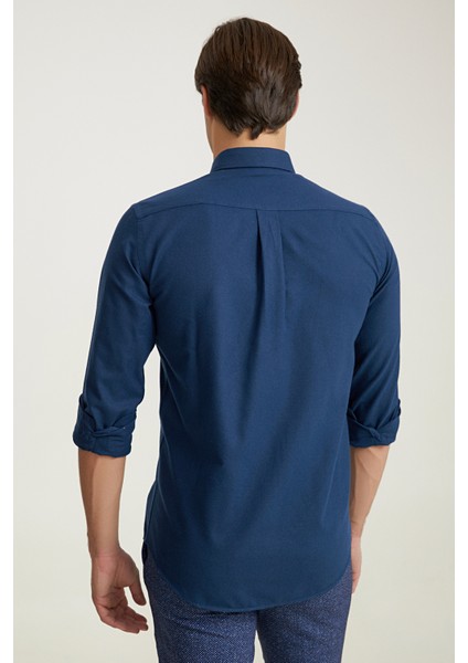 Slim Fit Lacivert Armürlü Gömlek fırsatları