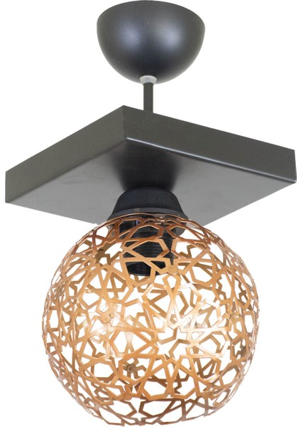 Selçuklu Top Motif Yıldız Ferforje Model Retro Rustik Plafonyer Avize