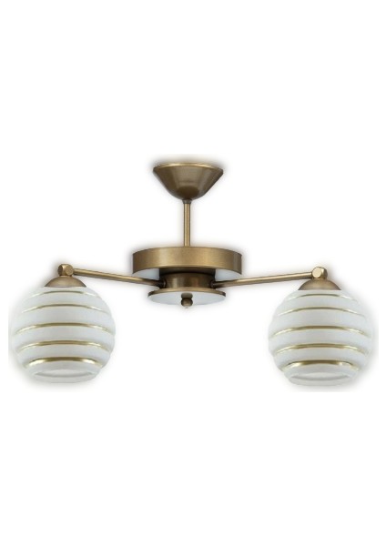 Eskitme 2'li Modern Gold Şerit Camlı Plofonyer Model Avize
