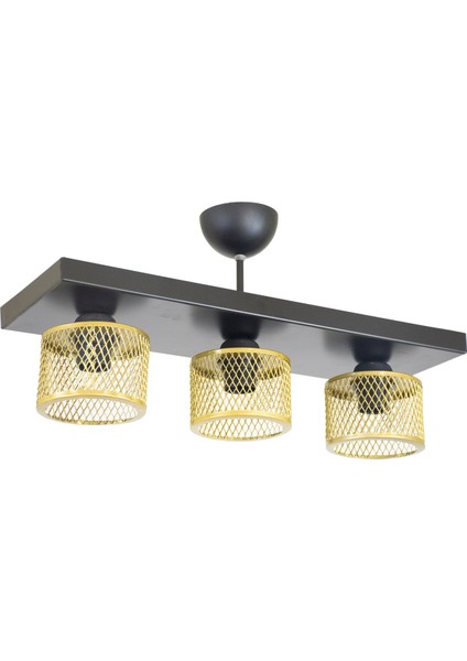 Üçlü Kafes Model Modern Plafonyer Avize