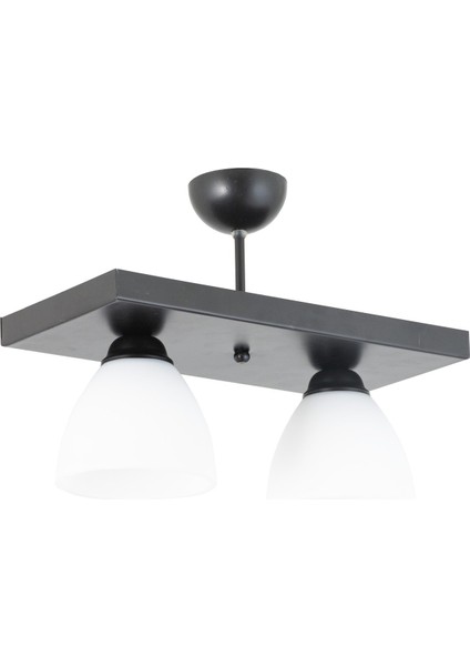 Ikili Dikdörtgen Siyah Spor Model Modern Avize