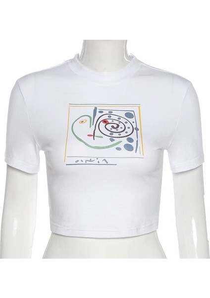 Face Art Baskılı Beyaz Crop fırsatları