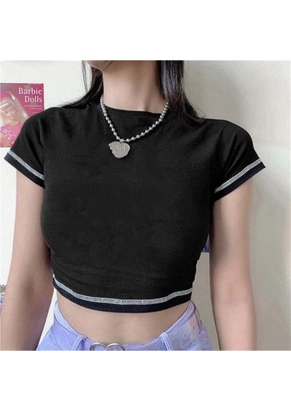 Ters Dikiş Siyah Crop