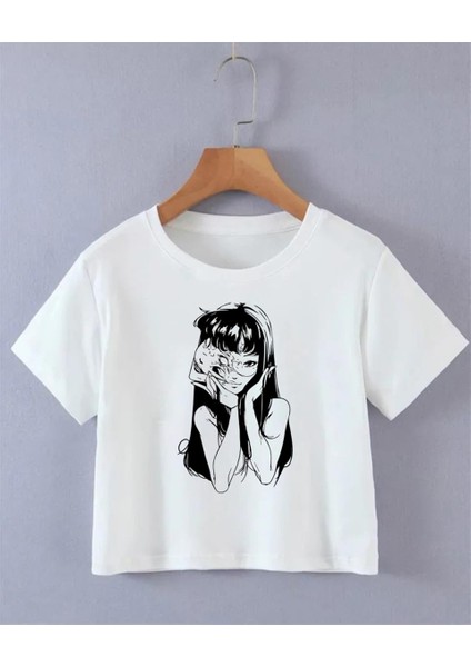 Junji Ito Baskılı Beyaz Crop fiyatları