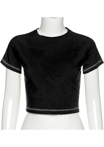 Ters Dikiş Siyah Crop fiyatları