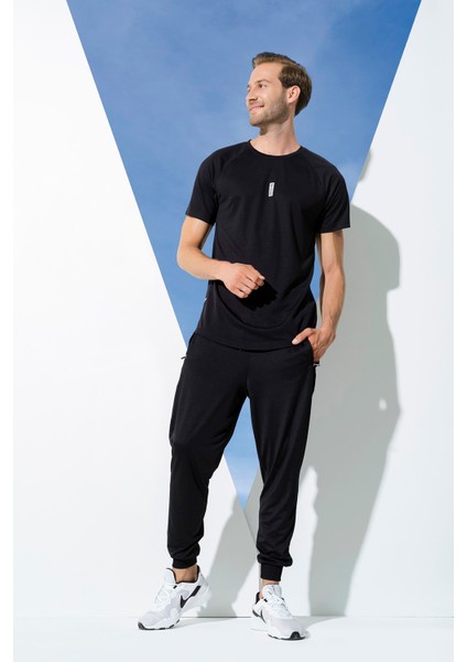 2'li Reflektör Baskı T-shirt Siyah Jogger Takım S27152 fiyatları
