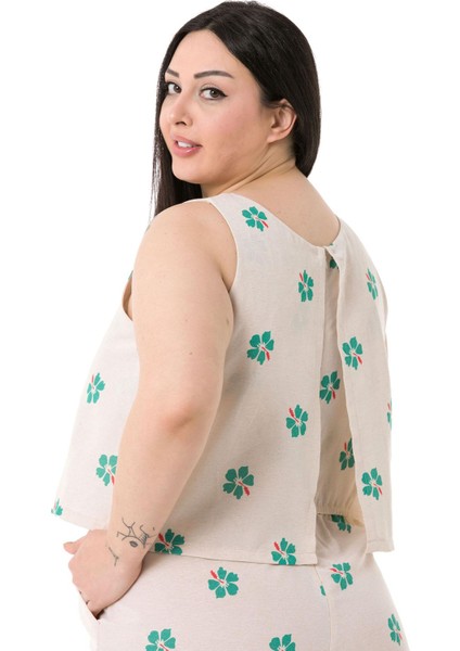 Büyük Beden Kalın Askılı Fermuarlı Beli Lastikli Yeşil Çiçekli Kadın Tulum indirimleri