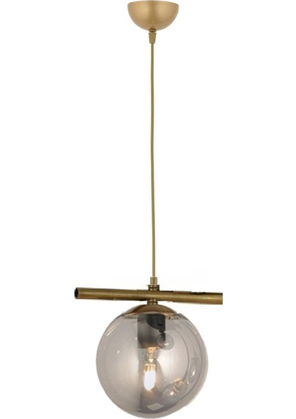 Modern Füme Glop Camlı Sıralı Tekli Gold Sarkıt Avize