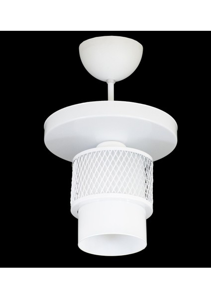Ikili Beyaz Cam Kafes Model Modern Plafonyer Avize