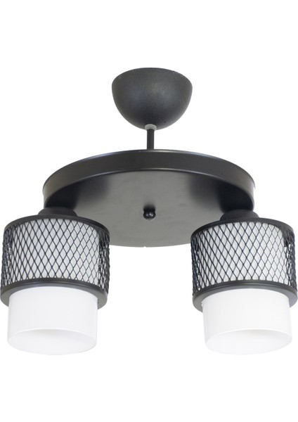 Üçlü Beyaz Cam Kafes Model Modern Plafonyer Avize