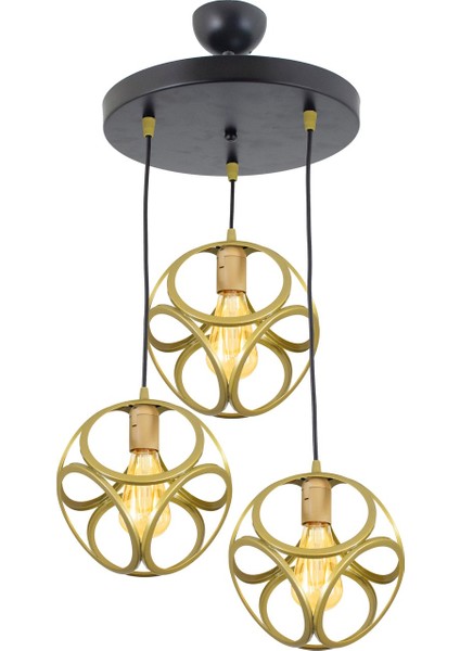Üçlü Modern Çember Küp Model Sarkıt Avize