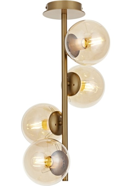 4 Lü Eskitme Sarmaşık Model Modern Bal Glop Camlı Avize