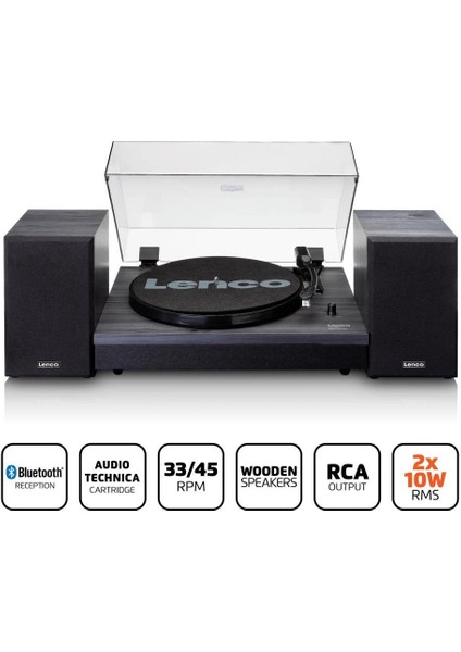 LS-301BK Bluetoothlu Hoparlörlü Plak Çalar Pikap Siyah