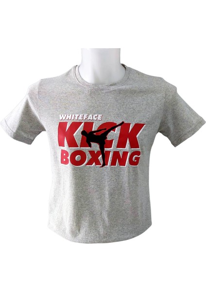Kick Boks Özel Tasarım Baskılı Tişört (Gri)