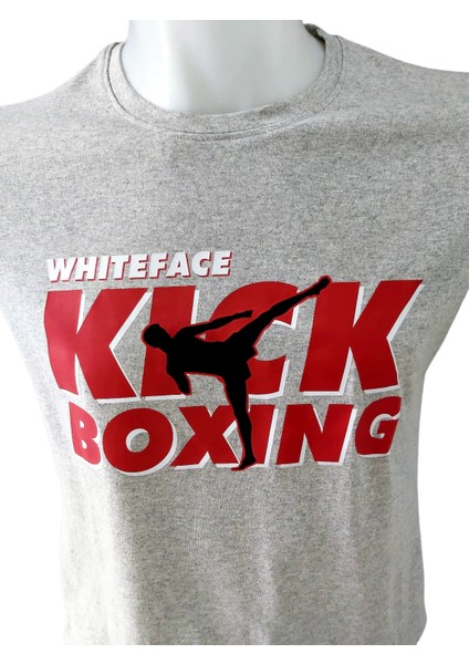 Kick Boks Özel Tasarım Baskılı Tişört (Gri) fiyatları