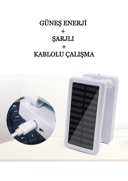 Katlanabilir Güneş Enerjili & Şarjlı Masa Lambası Çalışma Okuma Kamp Gece Lambası 3 Renk Işık