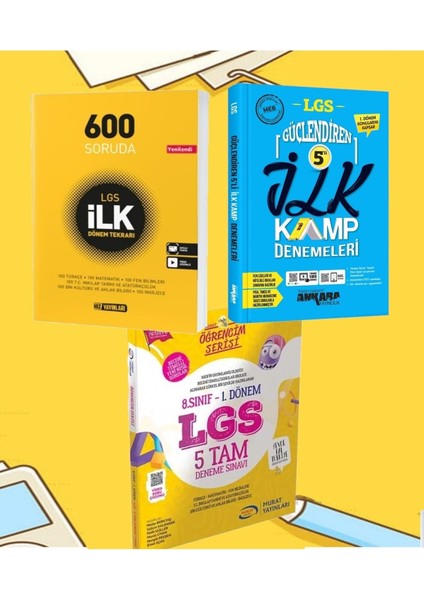 8.sınıf LGS Hız Yayınları 600 Soruda Ilk Dönem Tekrarı Ankara Ilk Dönem 5'li Deneme Murat 1.dönem 5'li Deneme