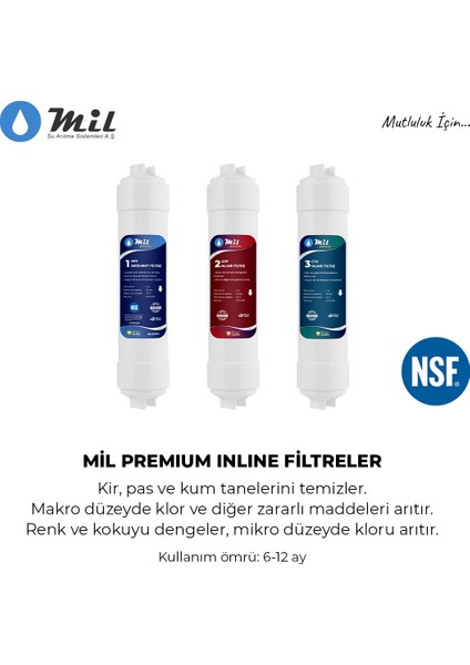 Mil Kapalı Kasa Su Arıtma Cihazı Için Nsf Onaylı 3lü Ön Filtre Seti(M-KK-3)