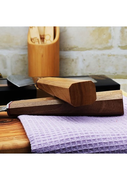 Castle Kitchen Elite Serisi 3'lü Mutfak Bıçak Seti Şef Bıçağı Et Ekmek Sebze Bıçağı (Kiritsuke-Santakubig-Nakiri)