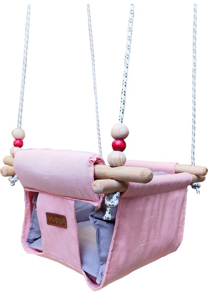 Ahşap Salıncak Bebek ve Çocuk Salıncağı Hamak Beşik Pembe Açık Mavi Model