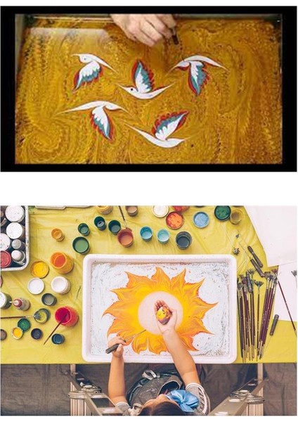 Ebru Boya Seti A4 23 Parça 8 Renk Damlalıklı 1 Paket Art Deco Ebru Başlangıç Sanat Seti 1 Paket