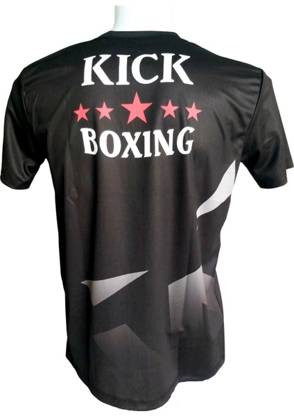 Kick Boks Özel Tasarım Baskılı Tişört (Siyah)