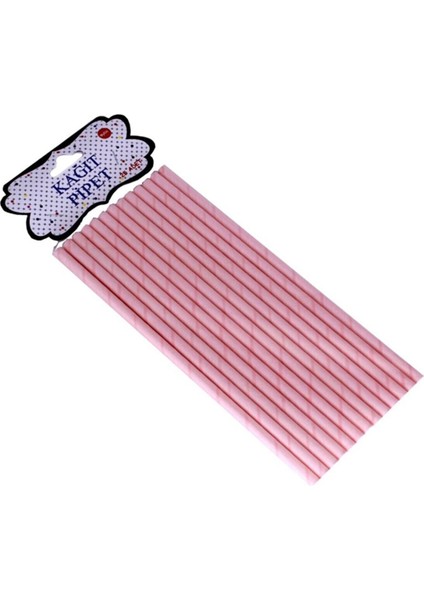 Düz Kağıt Pipet - 25 Adet Pembe