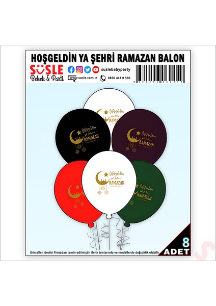 Hoşgeldin Ya Şehri Ramazan 30CM Balon - 8 Adet