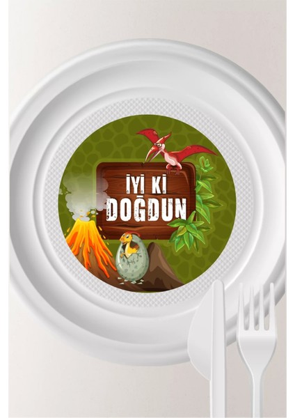 Dinazor Konseptli Tabak Sticker (Etiket) 15'li * Yapışkanlı Kağıt