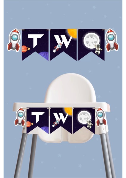 Uzay Temalı Two Banner *kalın Kağıt