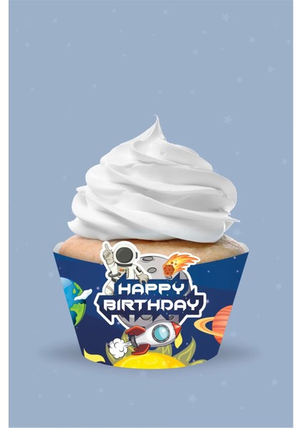 Uzay Temalı Cupcake Sargısı 8'li