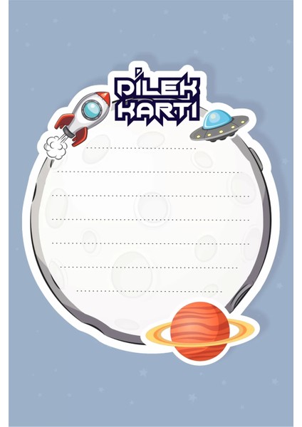 Uzay Temalı Dilek Kartı 20'li *kalın Kağıt