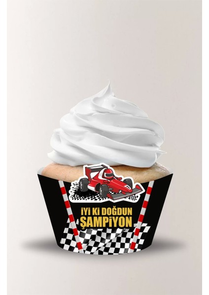 Yarış Arabası Cupcake Sargısı 8'li