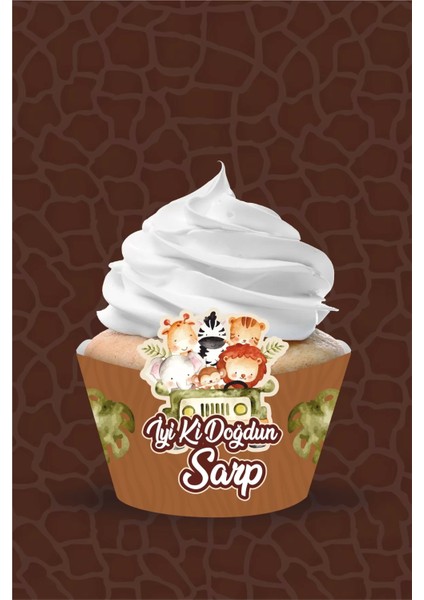 Safari Pastel Cupcake Sargısı 8'li
