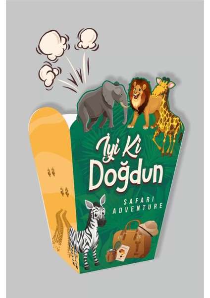 Safari Konsepti Popcorn Kutusu (Mısır) 8'li