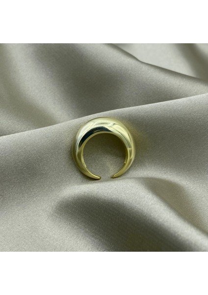 Büyük Bombeli Rose Kaplama Ayarlanabilir Gümüş Yüzük