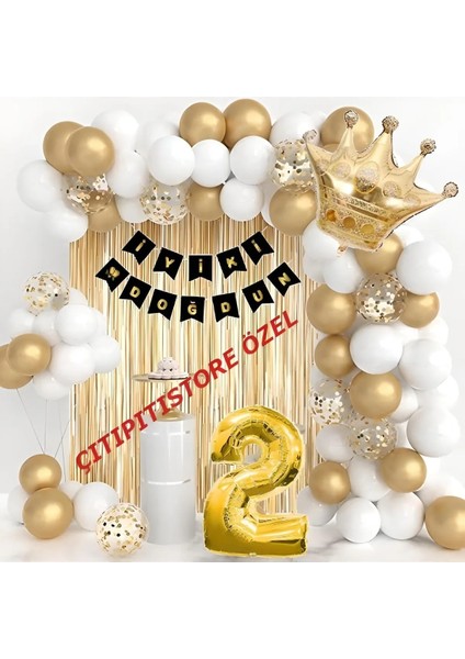 Kral Taçlı 1-2-3-4-5-6-7-8-9 Yaş Doğum Günü Balon Seti