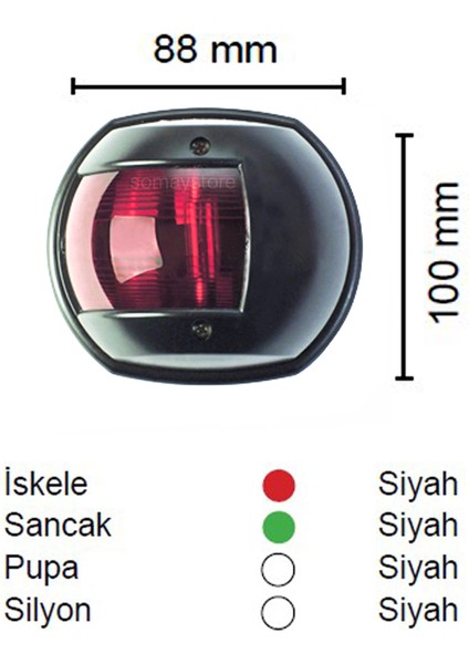 Marine SL20 Tekne Seyir Feneri Siyah 12V LED İskele