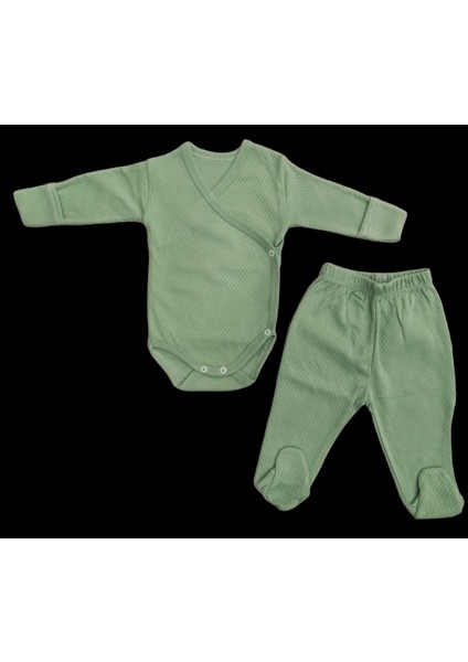 2 Li Takım Uzun Kollu Kendinden Eldiven Çıtçıtlı Kruvaze Badi ve Patikli Alt Küf Yeşili Renk fiyatları